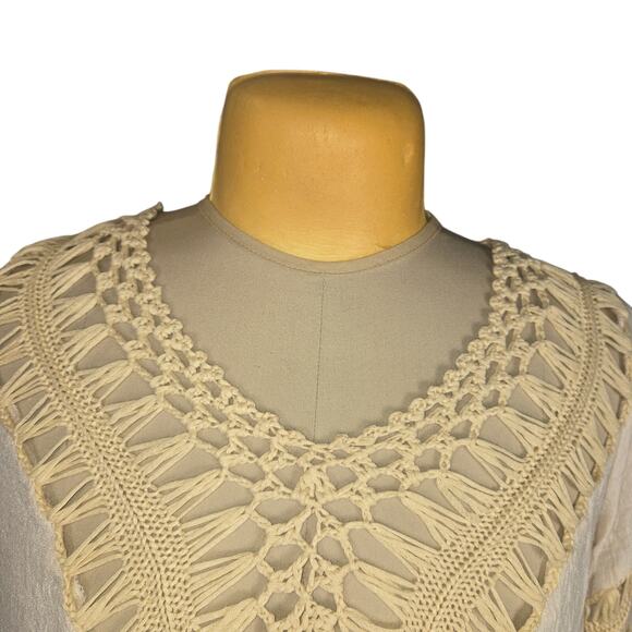 Wishlist Women S/M Top Crochet Flowy Vacation Tunic Travel Boho Hippie Festival - Picture 3 of 10